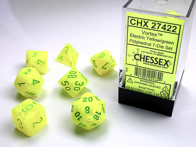 7 Electric Yellow/Green Vortex Polyhedral Set - CHX 27422