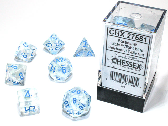 Borealis Icicle/Light Blue Polyhedral 7-Dice Set- CHX 27581