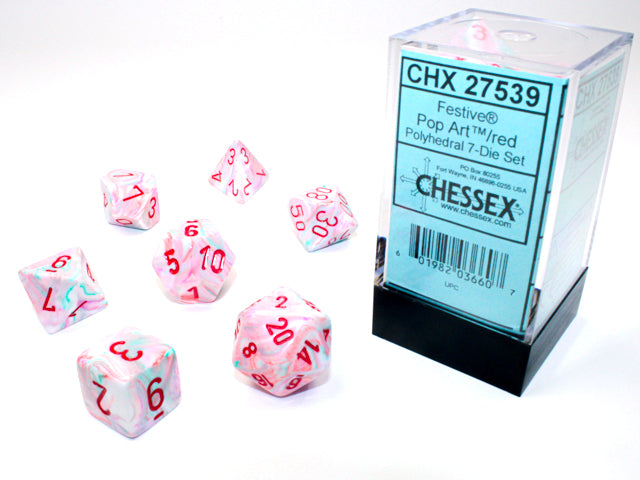 Festive Pop Art/Red Polyhedral 7-Die Set - CHX27539