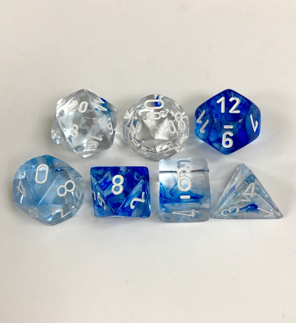 Nebula Dark Blue/white Polyhedral 7-Dice Set CHX 27466