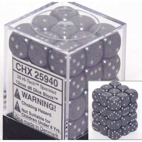 36 Hi-Tech Speckled 12mm D6 Dice Block - CHX 25940